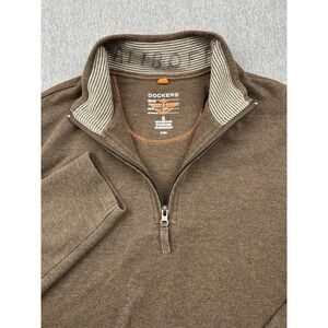Dockers Sweater Mens‎ XL Brown 1/4 Zip Pullover Long Sleeve Cotton